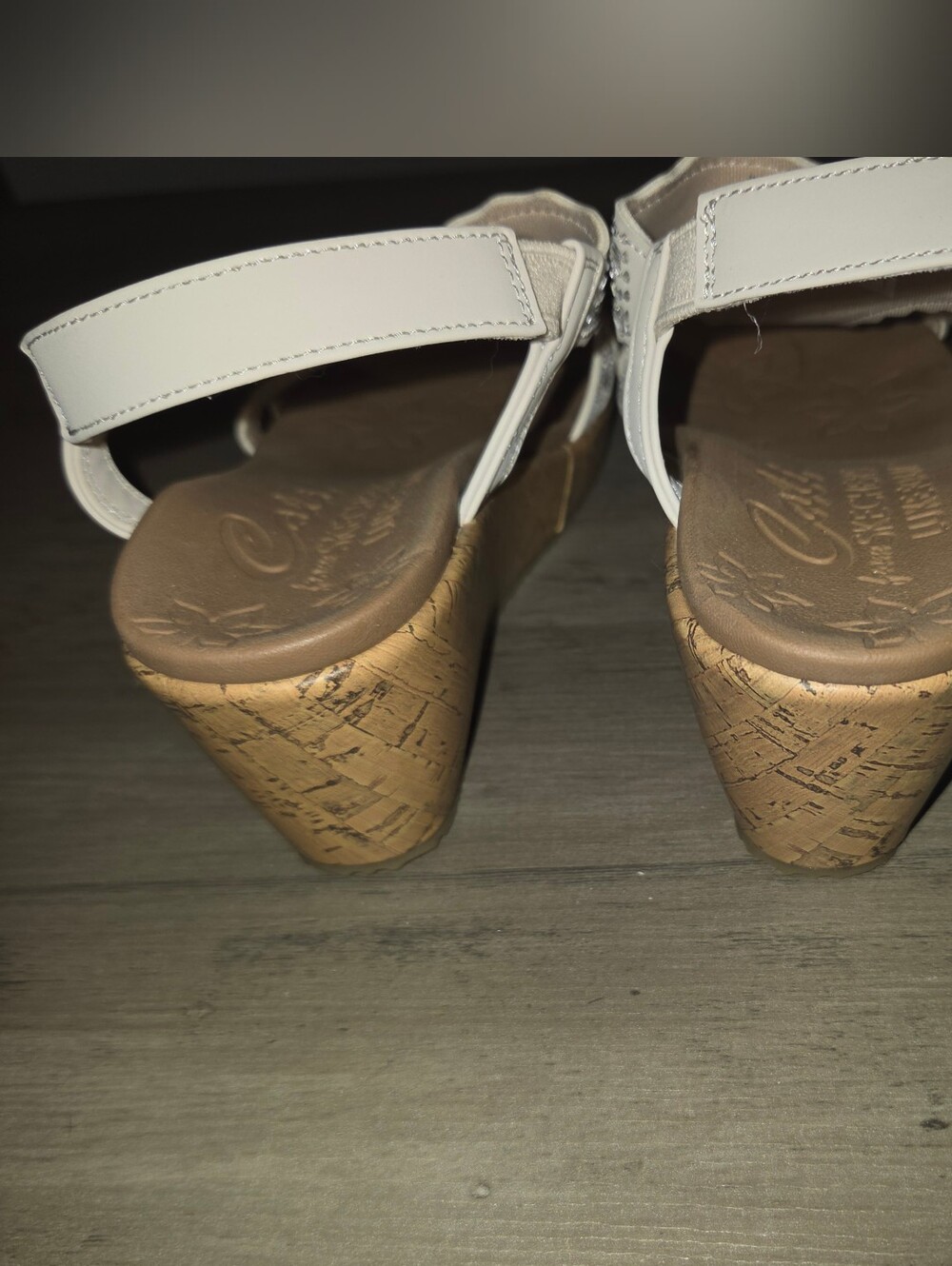 Skechers Women's White Crochet Rhinestone T-Strap Slingback Sandals - Picture 4 of 7